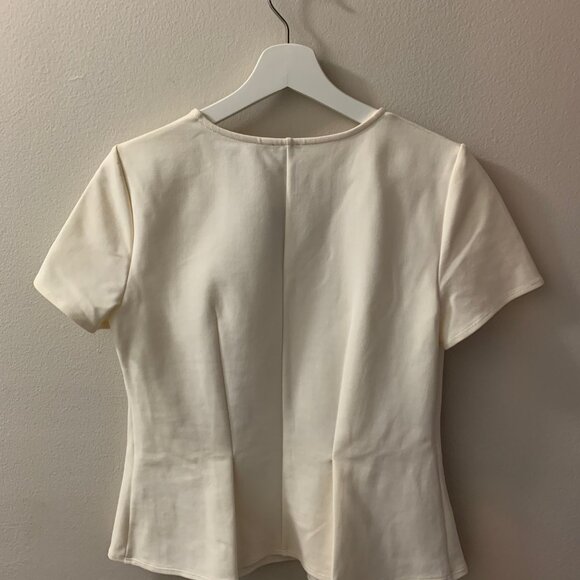 White Pleated Short Sleeve J.Crew Shirt - Picture 2 of 6